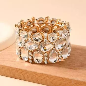 Роскошный браслет, модный, великолепный, кристальный, эластичный, широкий, браслет, женские аксессуары для вечеринок красный