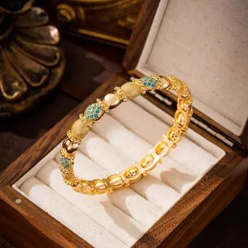Роскошный браслет с фианитами для свадеб на Ближнем Востоке, свадебные украшения в арабском стиле, позолоченный дизайн ручной работы золотой