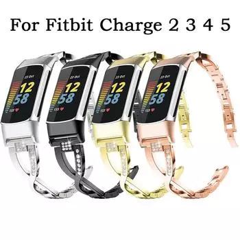 Роскошный браслет в форме буквы X с бриллиантом для Fitbit Charge 2 3 4 5 SE ремешок для часов для Fitbit Charge5 SE ремешок For Charge 3 SE чёрный