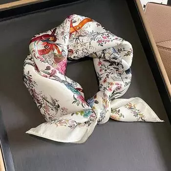 Роскошный бренд 100% натуральный шелковый шарф женский дизайн маленькая квадратная шаль лента для волос повязка на голову модный шейный платок бандана