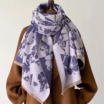 Роскошный бренд кашемировый женский цветочный шарф зимний теплый платок и накидка бандана пашмина женский платок толстое одеяло пончо