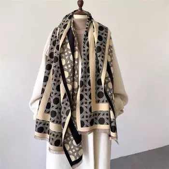 Роскошный бренд кашемировый женский клетчатый шарф, зимняя теплая шаль и накидка, бандана, пашмина, женский платок, квадратное толстое одеяло, пончо