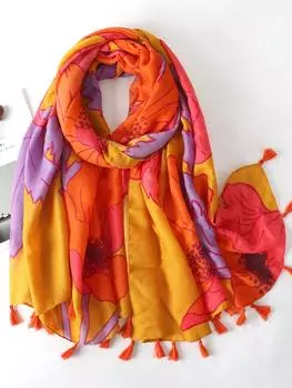 Роскошный бренд осень зима женский шарф пляжная шаль хлопок женская мода цветочные шарфы бандана пашмина накидка хиджаб кашне One Size