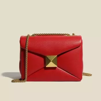 Роскошный бренд Женская сумка с заклепками и цепочкой Портативная кожаная сумка Кошельки и сумочки