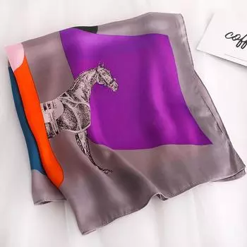 Роскошный бренд женский шарф летние шелковые шарфы платки женские солнцезащитные пляжные платки с принтом лошади 70 см квадратные шарфы мусульманский платок 70X70cm