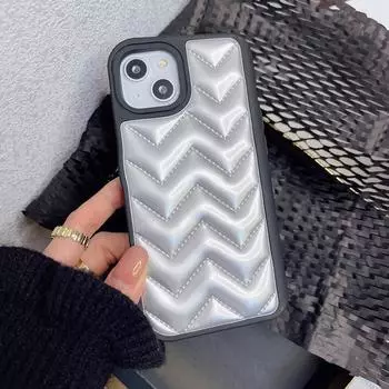 Роскошный брендовый 3d противоударный пуховик, мягкий кожаный чехол для телефона для Iphone 13 12 14 Pro Max, чехол-подставка с невидимым кронштейном for iphone 12ProMax белый