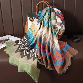 Роскошный брендовый хлопковый шарф для женщин, модный большой платок из пашмины, хиджаб, платок-эшарп с принтом, женский пляжный палантин, головные платки
