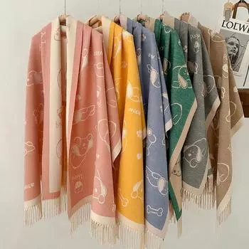 Роскошный брендовый кашемировый женский шарф с изображением животных, зимняя теплая шаль и накидка, бандана, пашмина, женский платок, квадратное толстое одеяло, пончо