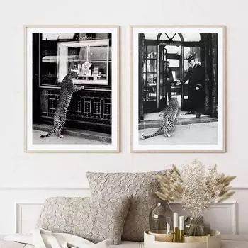 Роскошный брендовый леопардовый ювелирный магазин, постер, холст, картина, винтажная черно-белая фотография, настенные художественные фотографии, декор для гостиной 21x30cm No Frame