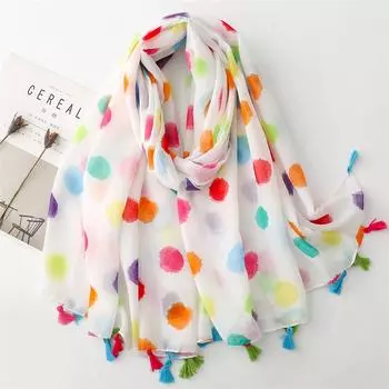 Роскошный брендовый шарф в горошек хлопковая шаль женская накидка большой пашминовый хиджаб повязка на голову шарфы исламский тюрбан буфанда фуляр палантины