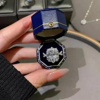 Роскошный бриллиант муассанита 2 карата D цвет VVS1 муассанит женское кольцо помолвочное кольцо из серебра 925 пробы обручальное кольцо высокое ювелирное украшение подарок 12.5