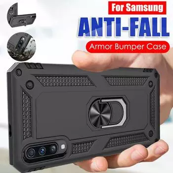 Роскошный бронированный противоударный чехол для Samsung Galaxy A50 A10 A20 A30 A40 A60 A80 A90 A70 2018 M10 M20 M30 автомобильный держатель кольцо чехол чехол For A70 чёрный