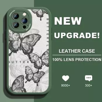 Роскошный чехол-бабочка из искусственной кожи для iPhone 14 13 12 Pro Max Samsung Galaxy S23 Ultra S20 FE M32 A13 A20S Redmi Xiaomi Poco F3 Мягкий чехол для телефона из ТПУ iPhone 11 Pro Max белый