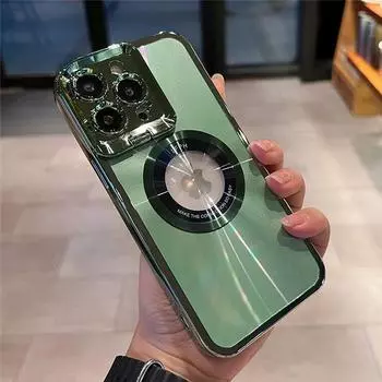 Роскошный чехол-бампер с магнитным держателем Magsafe для iPhone 15 14 13 12, цветная подставка для объектива, защитная крышка на 14 For iPhone 12 Pro