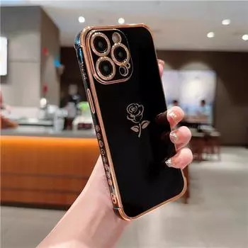 Роскошный чехол-бампер с розовым цветком для iPhone 11 12 13 Mini 14 15 Pro X XR Xs Max SE2 SE3 Защитный чехол на 14 Plus For iPhone 11 Pro