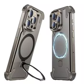 Роскошный чехол без оправы для беспроводной магнитной зарядки Magsafe для iPhone 16 15 14 13 Pro Max из алюминиевого сплава, кожаный матовый чехол For iPhone 16 Pro Max