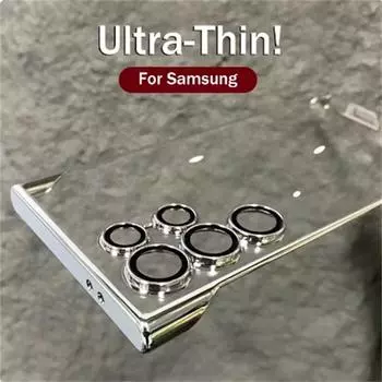 Роскошный чехол без рамки с покрытием для Samsung Galaxy S24 Ultra S23 S22 Тонкий прозрачный защитный чехол для объектива камеры, противоударный, жесткий чехол Samsung S22 Ultra чёрный