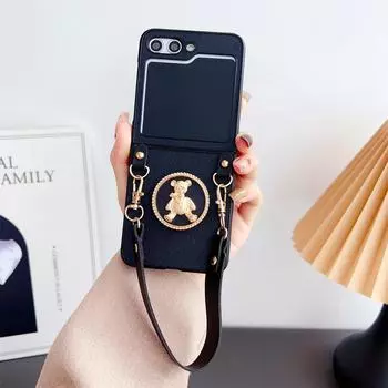 Роскошный чехол-браслет с медвежьим кронштейном для Samsung Galaxy Z Flip 5 3 4 Zflip4 Z раза 5 Z раза 4 Z раза 3 Z Flip 3 Z Flip 4 задняя крышка Samsung Z flip 3 белый