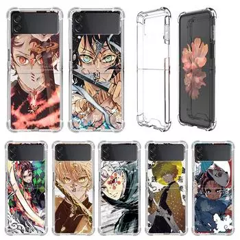Роскошный чехол Demon Slayer для Samsung Galaxy Z Flip 3 4 5g Funda Z Flip3, прозрачный жесткий противоударный чехол для ПК, чехол для телефона Samsung Z Flip 5G