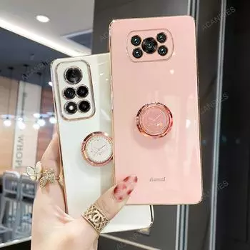 Роскошный чехол-держатель для кольца для Xiaomi Mi Poco X3 Nfc X4 M4 Pro 5g 4g M3 F3 F4 Gt Покрытие Силиконовый чехол Poko X 3 M 4 X3pro poco x3 nfc