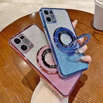 Роскошный чехол-держатель с блестками и покрытием для Samsung Galaxy A05 A05S A15 A25 A35 A55 A04 A14 A24 A34 A54, задняя крышка For Samsung A04E серебряный