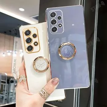Роскошный чехол-держатель с кольцом для Samsung Galaxy A72 A52 A32 4g 5g A12 A51 A71 A31 M31 M51 A21s, силиконовый чехол с подставкой A71 4G