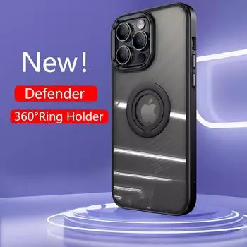 Роскошный чехол-держатель с кольцом на 360 ° и покрытием Hybrid Armor для Iphone 14 13 12 11 Pro Max Plus противоударный прозрачный чехол Defender For iPhone 11ProMax темно-фиолетового