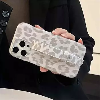 Роскошный чехол-держатель с леопардовым принтом для iPhone 16 15 14 13 12 11 Pro Max, противоударный чехол iPhone 11 чёрный