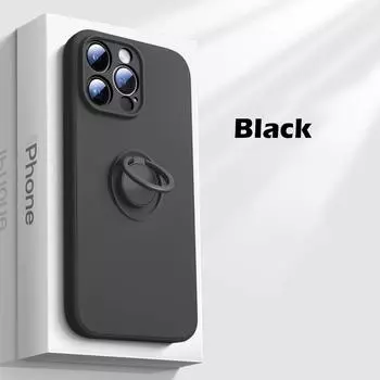 Роскошный чехол-держатель с магнитным кольцом из жидкого силикона для iPhone 15 14 13 12 Mini 11 Pro Max X XR XS Max SE 2 7 8 Plus, чехол на шнурок For SE 2020-SE 2022