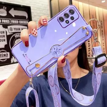 Роскошный чехол-держатель с покрытием для телефона Samsung A04 M13 A72 A52 A32 4g 5g A12 A13 A42 A51 A71 A31 M31 M51 A21s A03s, силиконовый защитный чехол A32 4G фиолетовый