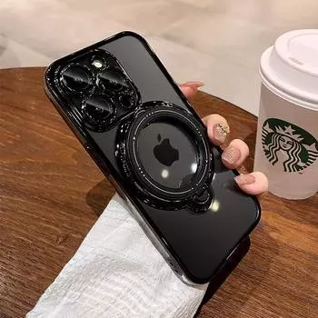 Роскошный чехол для беспроводной зарядки Magsafe для iPhone 15 14 13 12 11 Pro Max 15 Plus, прозрачный магнитный кольцевой кронштейн, бампер, крышка For iPhone 11Pro