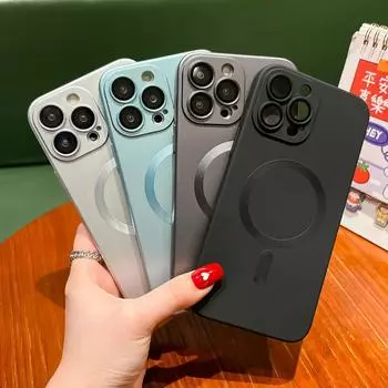 Роскошный чехол для беспроводной зарядки Magsafe для iPhone 15 11 13 12 14 Pro Max Plus, магнитные чехлы для телефонов, защитная матовая крышка для объектива for iPhone 11