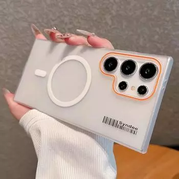 Роскошный чехол для беспроводной зарядки Magsafe Magnetic для Samsung Galaxy S25 S24 S23 S21 Ultra Note 20, полупрозрачный матовый чехол для телефона For Samsung S25 Ultra белый