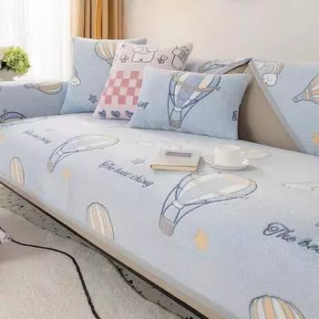 Роскошный чехол для дивана для гостиной, нескользящий мультяшный узор, толстый коврик для диванной подушки, простой стиль, плюшевое полотенце для дивана, домашний декор для дивана 70x70cm 1pcs