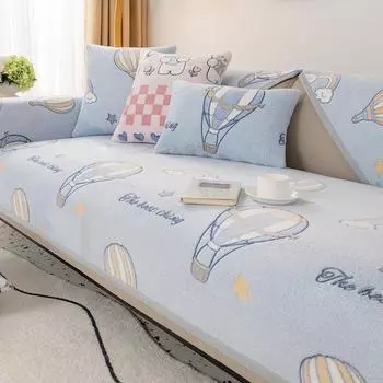 Роскошный чехол для дивана для гостиной, нескользящий мультяшный узор, толстый коврик для диванной подушки, простой стиль, плюшевое полотенце для дивана, домашний декор для дивана 70x70cm 1pcs