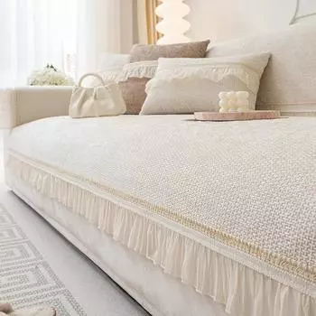 Роскошный чехол для дивана из шенилла с юбкой, нескользящий чехол для дивана Four Seasons, чехол для подлокотника, спинки, для гостиной 70x70cm 1pcs