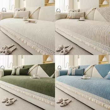 Роскошный чехол для дивана из шенилла с юбкой, нескользящий чехол для дивана Four Seasons, чехол для подлокотника, спинки секционного дивана для гостиной A 70x70
