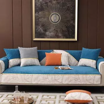 Роскошный чехол для дивана из синели, 3, 2, 1 местный, для гостиной, в стиле пэчворк, с золотым ремешком, чехол для стула, секционная защита для мебели Cushion cover30x50cm