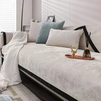 Роскошный чехол для дивана, нескользящий чехол для дивана, четырехсезонные универсальные чехлы для диванов для гостиной, черный защитный коврик для домашних животных и собак 70x70cm 1pcs