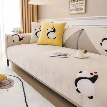 Роскошный чехол для дивана, подушка с рисунком панды, L-образный кожаный чехол для дивана, универсальное нескользящее полотенце на четыре сезона для гостиной 30x50cm pillowcase серый