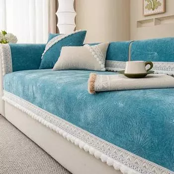 Роскошный чехол для дивана с кисточками, синель, скандинавская подушка для дивана для гостиной, универсальная нескользящая подушка для дивана, подлокотник, чехол на спинку 70x70cm 1pcs