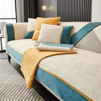 Роскошный чехол для дивана с тиснением, защита для мебели, 2-3-местный золотой ремешок для кожаного дивана, чехол для кресла, нескользящая подушка для дивана 70x70