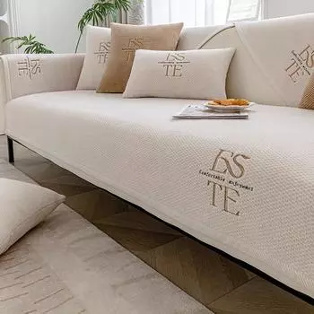 Роскошный чехол для дивана в синельную клетку с белым краем, универсальные нескользящие диванные подушки для гостиной, подлокотники, полная посылка, чехол, подушка 70x70cm 1pcs