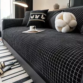 Роскошный чехол для дивана, высококачественный шенилл, нескользящий, черный край, подушка для дивана, удобный, цельный, подходит для кресел 70x70cm 1pcs
