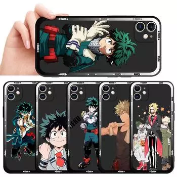 Роскошный чехол для Iphone 13 Pro 11 8 Plus 7 6s Se Xs X 12 Mini Xr 14 Pro Max 13pro 14, черный мягкий чехол, чехлы My Hero Academy iPhone 11 Pro Max