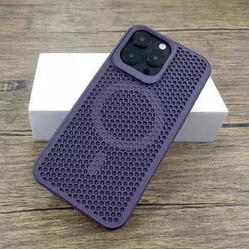 Роскошный чехол для iPhone 16 15 14 Plus 13 12 11 Pro Max, рассеивающий тепло, Magsafe, магнитная беспроводная зарядка, сетчатый дышащий чехол For iPhone 16 Pro Max белый