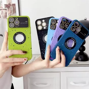 Роскошный чехол для линз с большим окном Sky Star, этикетка с защитой от утечки, магнитный поглотитель, чехол для телефона, подходящий для iPhone 14, 13, 12, 11 Pro Max, защитный чехол от падения iPhone 14 Pro Max чёрный