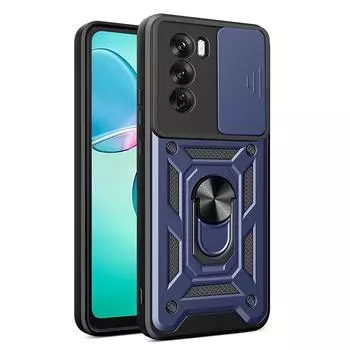 Роскошный чехол для объектива камеры Slide для OPPO Reno 12, Reno 12 Pro, противоударный бампер, устанавливаемый на автомобиль, магнитная подставка OPPO Reno 12 -5G чёрный