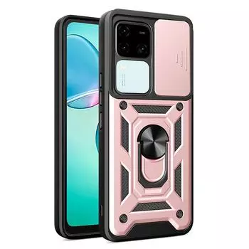 Роскошный чехол для объектива камеры Slide для Vivo V30 5G/V30 Pro 5G A, противоударный бампер, устанавливаемый на транспортное средство, магнитная подставка Vivo V30 -5G чёрный