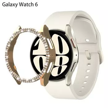 Роскошный чехол для Samsung Galaxy Watch 6, 44 мм, 40 мм, ПК, полая рамка, защитный двойной бриллиант для Galaxy Watch 6, аксессуары Galaxy Watch 6 40mm серый